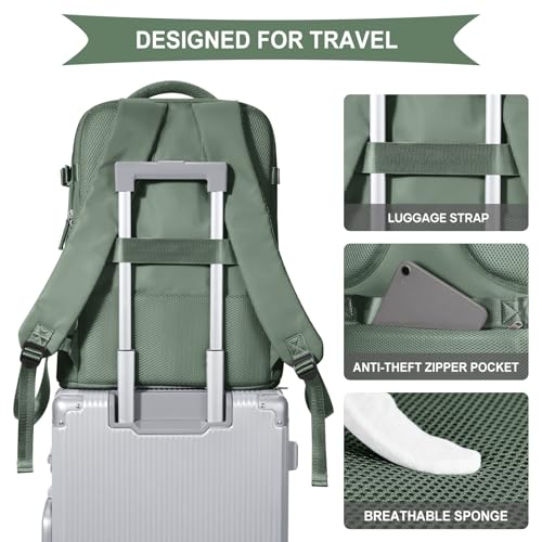 Image of coowoz Large Travel Backpack For Women Men, Carry On Backpack,Hiking Backpack Waterproof Outdoor Sports Rucksack Casual Daypack Expandable Heavy Duty Extra large Backpack Olive Green