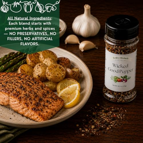 Image of Lesley Elizabeth Wicked Good Pepper - All-Purpose Gourmet Black Pepper Seasoning for Chicken, Beef, Pork, Seafood & Vegetables | Bold Flavor Spice Blend for Cooking & Grilling