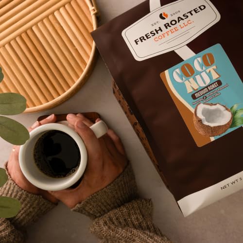 Image of Fresh Roasted Coffee, Coconut Flavored Drip Ground Coffee, Medium Roast, Kosher, 5 lb (80 oz)