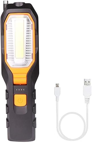 BESTSUN Luz de trabajo recargable LED, linterna USB portátil de mano con lámpara de trabajo magnética, imán y gancho, 4 modos para auto, camión,