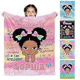 D-Story Personalized Blanket for Kids Adults Personalized Name Blanket Custom American African Blanket with Name Personalized Gifts for Christmas Birthday Mothers Fathers Day