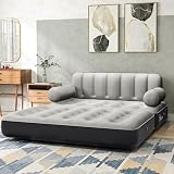 YITAHOME Queen Size Air Sofa Bed Mattress with Headboard and Pump, Blow Up Couch Inflatable Bed for Home Living Room, 79' x 60' x 25' (Expanded Size, Black)