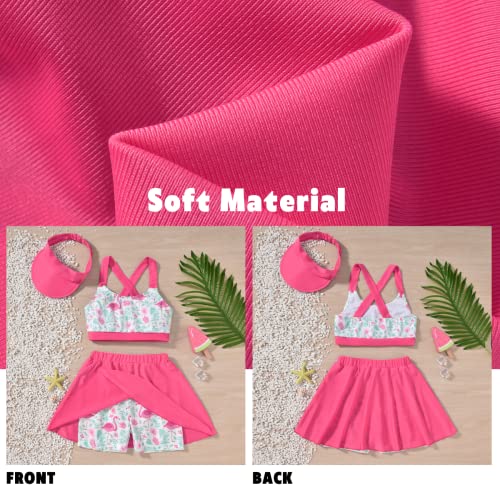 Little Girls Two Piece Swimsuit Tankini Sets Summer Bathing Suit Beach Swimwear with Hat4