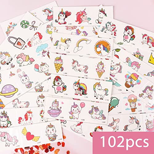 102Pcs Unicorn Tattoos Temporary For Kids Unicorn Birthday Party Supplies For Girls Unicorn Party Favors Party Bag Gifts For Girls (Unicorn) #TOP1