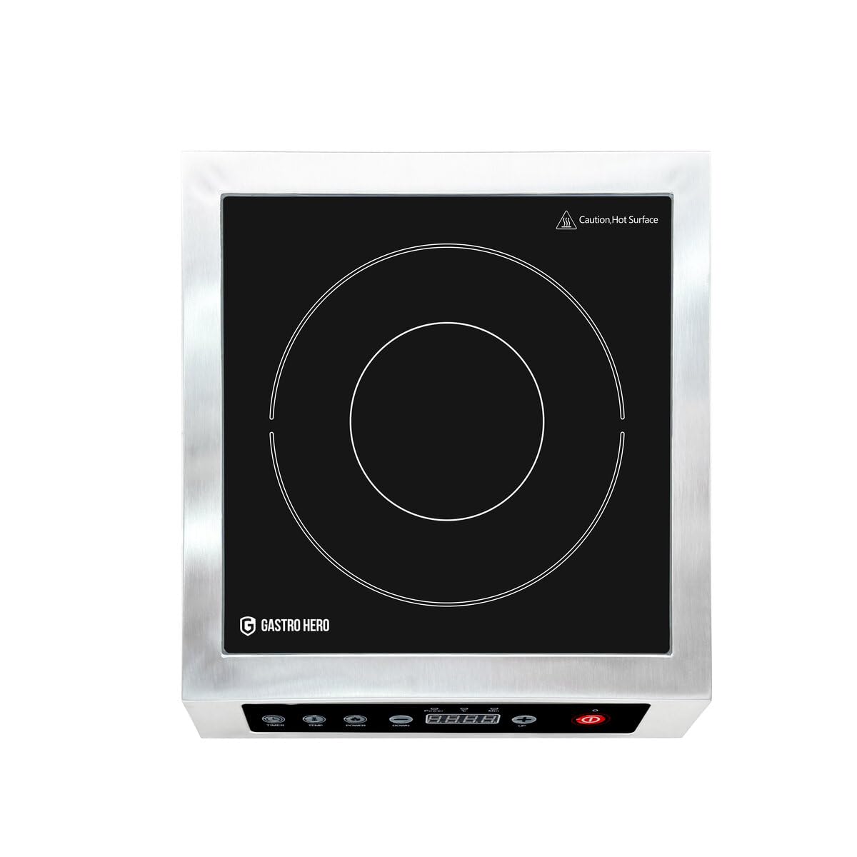 GastroHero Induktionskochfeld ECO 3500 W Induktionsplatte Touch Kochfeld Einzelkochzone Edelstahl Glas Induktionsherd Timer 60–240 °C Gastro Küche