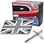 iJDMTOY Black/White Union Jack Flag Emblem Badge w/ Grille/Mesh Mount Toggle Bolt Anchor Compatible with Mini, Jaguar, Land Rover, etc