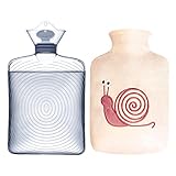 Samply Hot Water Bottle with Cute Fleece Cover, 2L Hot Water Bag for Hot and Cold Compress, Hand Fee
