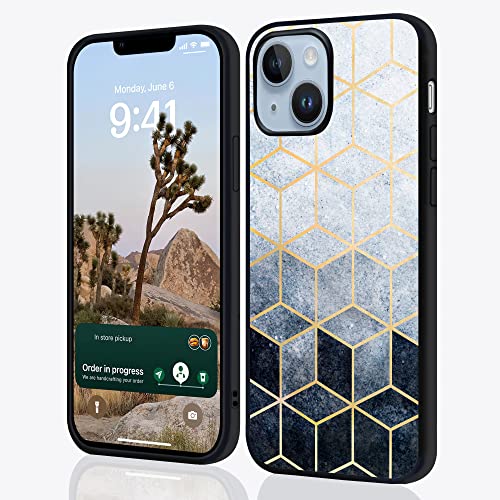 ZTHLL Compatible for iPhone 14 Case, Gradient Black Grey Cubes Phonecase for Women Girls,Soft TPU Full Body Protection Shockproof Drop Protection Case for iPhone14 6.1Inch