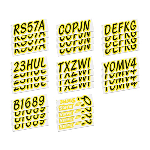 Image of Whipline Solid Black /Electric Yellow 3 inch Alpha-Numeric Registration Identification Numbers Stickers Decals for Boats & Personal Watercraft