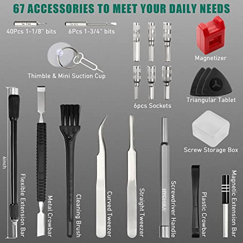 Electric Screwdriver -Hychika Precision Screwdriver Set With 46 Magnetic Precision Bits, Mini Cordless Screwdriver Rechargeable Magnetic Repair Tool With Led Lights For Watches Cameras Laptops Phones #TOP3