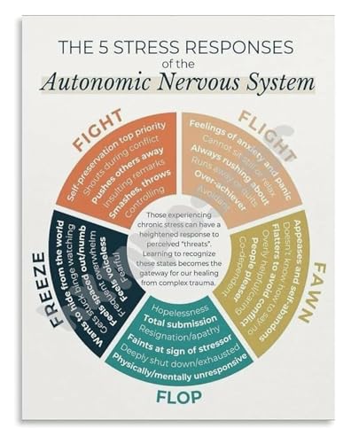 Stress Response System Poster Autonomic Nervous System Chart Neuroscience Diagram Canvas Wall-Art Print for Psychology Students 