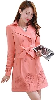 Abrigo Mujer Largas Primavera Otoño Fashion Manga Largo Abrigo De Transición Slim Fit Modernas Día Elegantes Casual Color ...