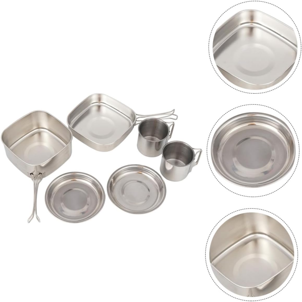 Camping Cookware Set Stainless Steel Pot Pan Set Plates Cups Backpacking Cook Gear for Outdoor Camping Picnic Hiking Camper