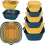 Linbonio 6 Pack Vegetable Basket, 2 in 1 Drain Colander Colander Set, Strainer Basket for Draining F