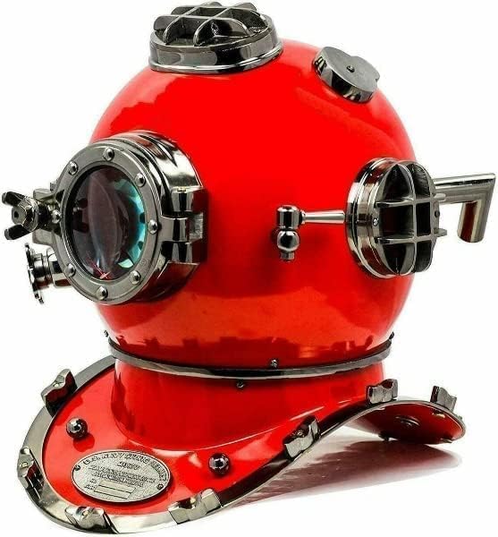 18" US Navy Scuba Diving Nautical Helmet | Maritime Ship's Decorative Red Cobalt Premium Snorkeling Helmets | Medieval-Mercantile (18 Inches, Red Cobalt)