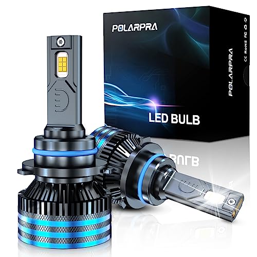 POLARPRA 9005 Led Headlight Bulbs - 18,000LM 12CSP Chips Super Brighter HB3 LED Bulbs 6500K Cool White 1:1 Mini Size Plug and Play LED Bulbs for High Beam Halogen Replacement - Pack of 2