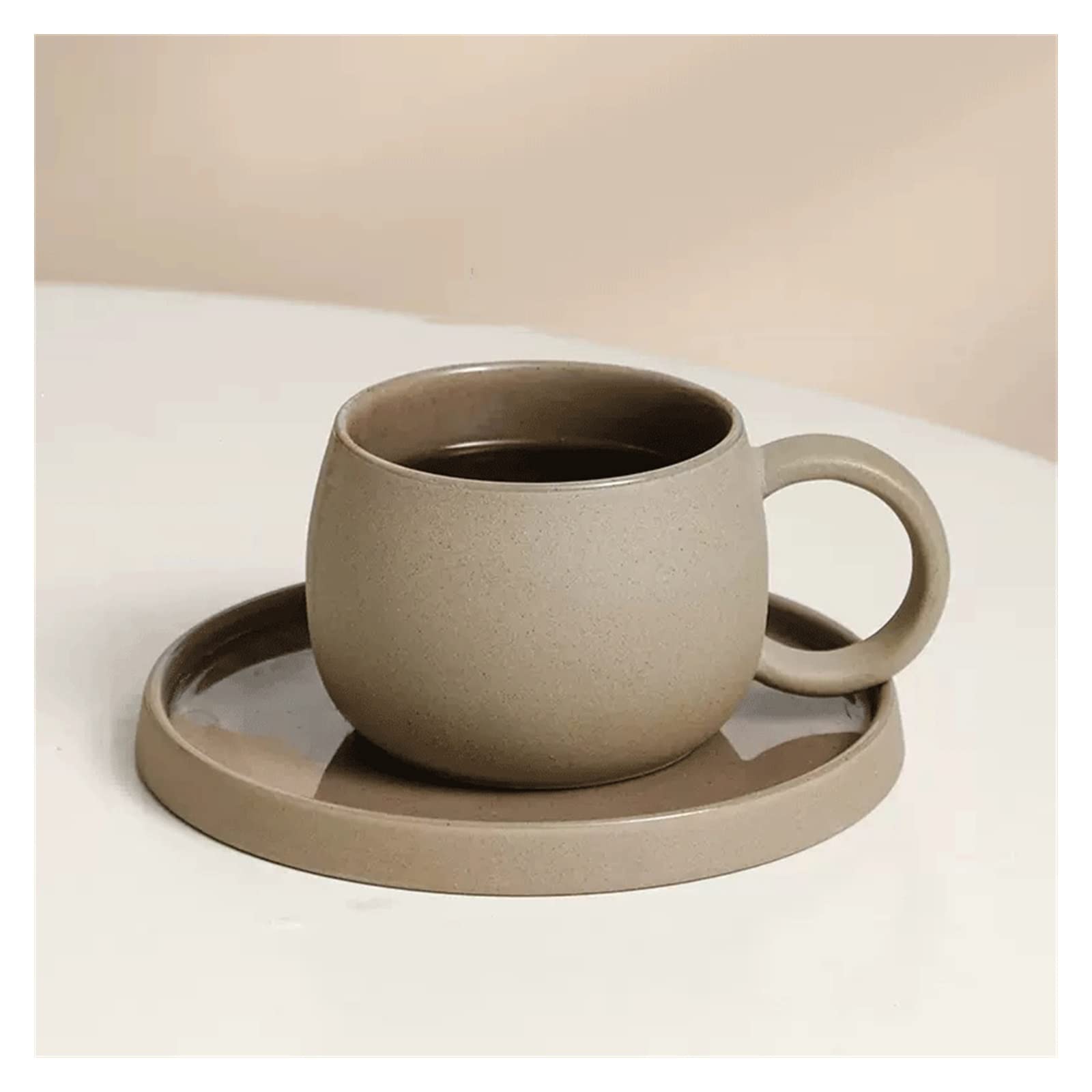OLSKFUH Home Ceramic Coffee Cup Set Vintage Coarse Tea Exquisite Water Decor,Gris