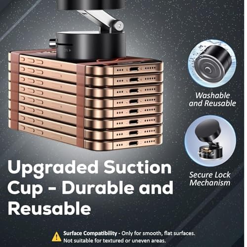 Image of Humble Vacuum Magnetic Car Phone Holder | 360 Suction Cup Mount for Dashboard & Windshield | MagSafe-Compatible Magnetic Mount for All Smartphones - Black MH03