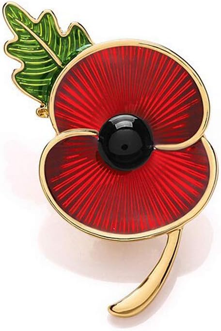 ANLW Red Drip Oil Poppy Brooch British Remembrance Day Souvenir Badges Banquet,Gold