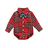Toddler Baby Romper Infant Girls Red Plaid Long Sleeve Button Down Black and Red Flannel Shirt...