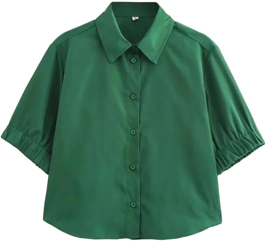Women's Summer Casual Short Sleeve Shirt Wide Swing Midi Skirt 2-Piece Set