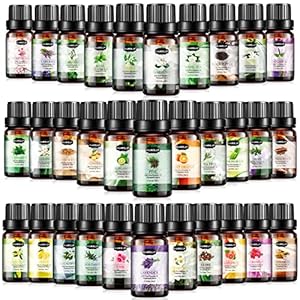 Essential Oils Set, Aromatherapy Essential Oil Kit for Diffuser, Humidifier, Massage, Skin Care (32 x 5ml) – Eucalyptus, Lavender, Tea Tree, Peppermint, Lemongrass, Frankincense, Cinnamon, Sandalwood