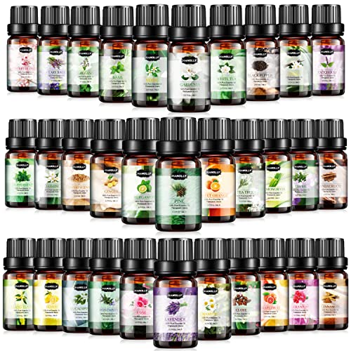 Essential Oils Set, Aromatherapy Essential Oil Kit for Diffuser, Humidifier, Massage, Skin Care (32 x 5ml) – Eucalyptus, Lavender, Tea Tree, Peppermint, Lemongrass, Frankincense, Cinnamon, Sandalwood