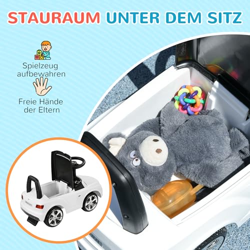 AIYAPLAY Bentley Bentayga Rutschauto, Rutscherfahrzeug mit Hupe und Musik, Kinderfahrzeug, Kinderauto mit Kippschutz für Kinder ab 18 Monaten Weiß 67 x 29 x 39 cm – Bild 7