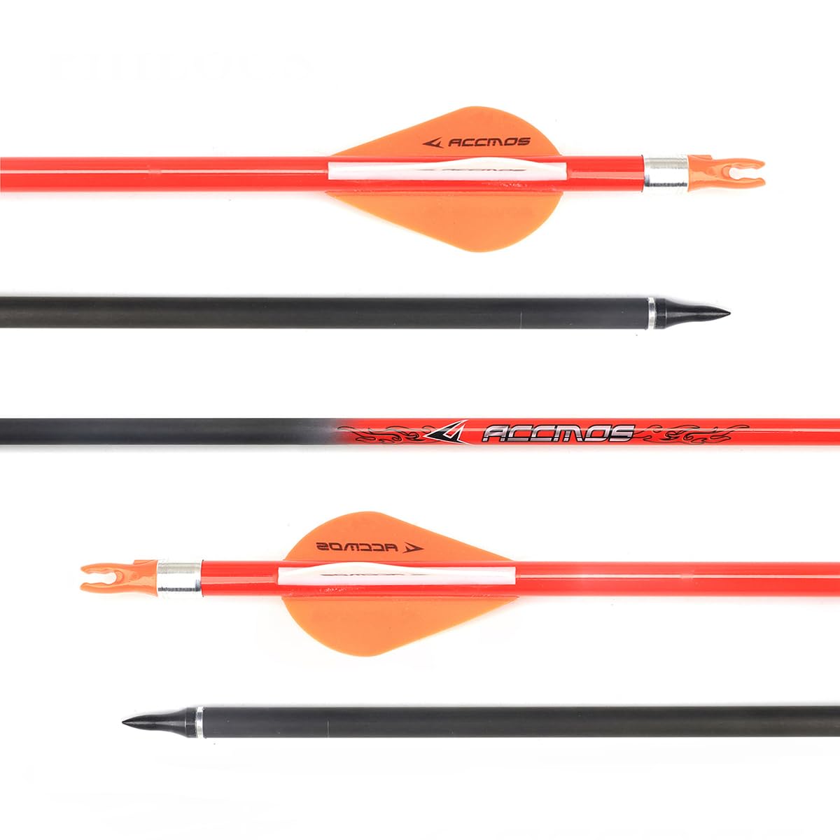 12 Stück Orange Kohlepfeile Spine 300 340 400 500 600 700 800 ID 6,2mm, für Compound Bogen Recurve Bögen Jagd Bogenschießen Praxis