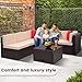 KROFEM 8-Piece Patio Furniture Set, Outdoor Wicker Rattan Sectional with Thick Cushions, Glass Top Table with Hidden Storage, Outdoor Conversation Set for Backyard, Porch, Patio, Beige