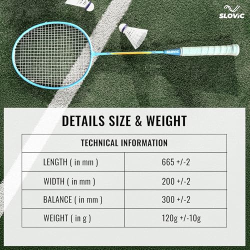 Image of Slovic Badminton Racket for Men & Women | Lightweight Racket with Nylon String Net & Cover | Ergonomic Handle with G3 Size Grip | Badminton Racket Ideal for Beginners & Intermediates