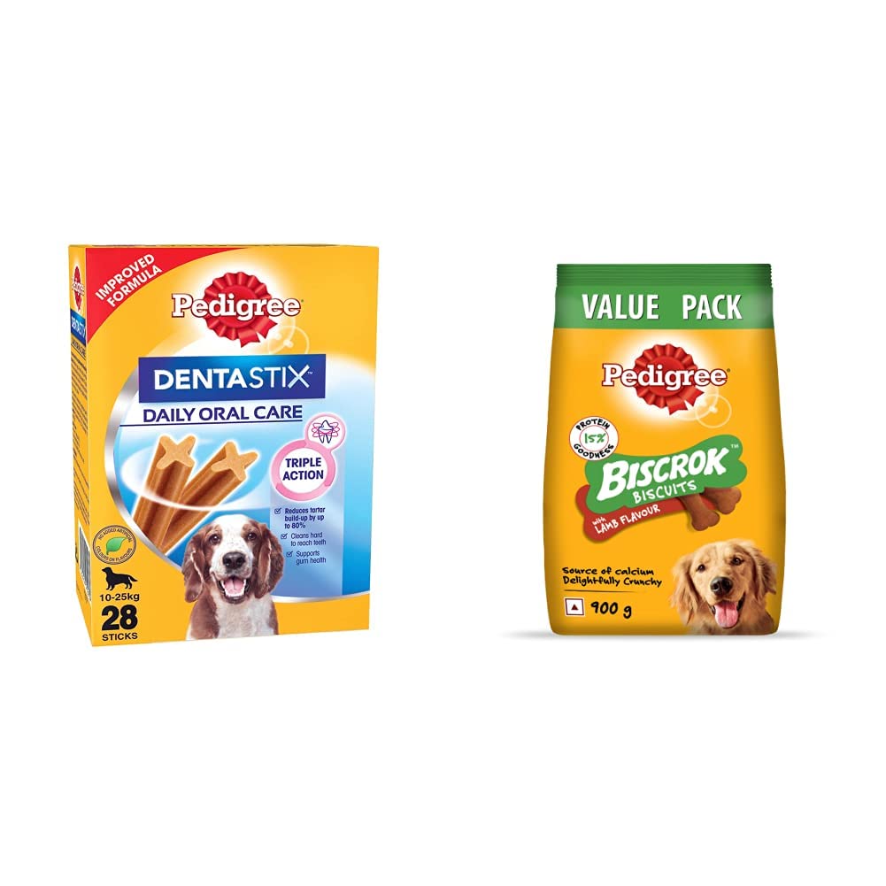 See full amazon price history chart for Pedigree Dentastix Medium Breed (10-25 kg) Oral Care Dog Treat, 720g Monthly Pack (28 Chew Sticks) & Adult Biscrok Biscuits Dog Treat (Above 4 Months) Lamb Flavour, 900g Pack Pedigree Dentastix Medium Breed (10-25 kg) Oral Care Dog Treat, 720g Monthly Pack (28 Chew Sticks) & Adult Biscrok Biscuits Dog Treat (Above 4 Months) Lamb Flavour, 900g Pack (B0B8YPQ1XN) Amazon Price History, Amazon Price Tracker