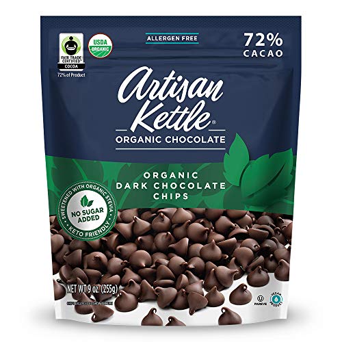 Artisan Kettle Organic No Sugar Added Dark Chocolate Chips, 9 Oz (Pack Of 6), Brown