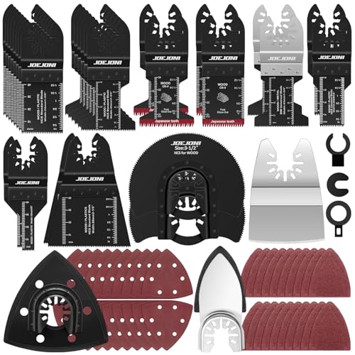 JOEJONI 134PCS Oscillating Saw Blades Set, Universal Multi Tool Blades, Oscillating Tool Accessories for Metal, Wood, Fit Makita, Milwaukee, Dremel, Ryobi, Fein Multimaster and More