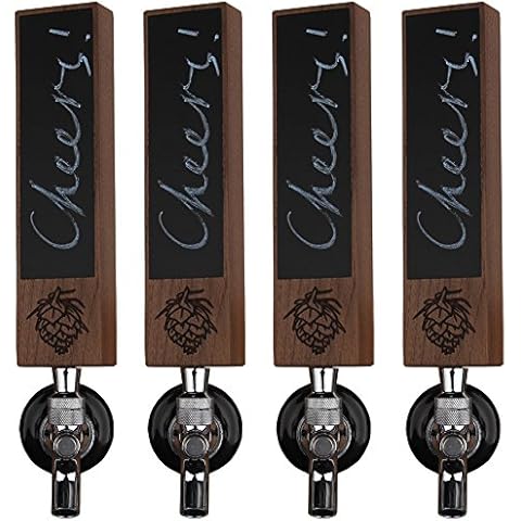 Fanfoobi Set Of 4-40 tap handle Chalkboard, Craft Beer Tap Handle Displays, 8"Length X 2"Wide Made of Black Walnut, Homebrew Beer Handle, Cool Bar Tap, Beer Gift Cover