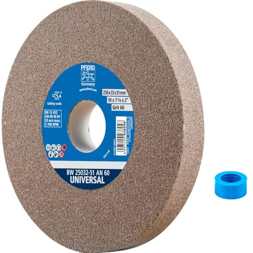 PFERD TOOLS Schleifbockscheibe UNIVERSAL, 250x32x51mm, A60, 39009721 – Harte Schleifscheibe für universelle Schleifaufgaben, mit Reduzierhülse (32mm)