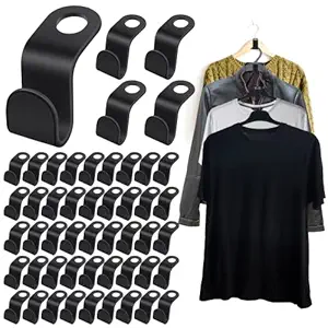 Sibba Clothes Hanger Connector Hooks, 50 Pieces Cascading Hangers, Hanger Extender Clips, Closet Organizer for Space Saving(Black)