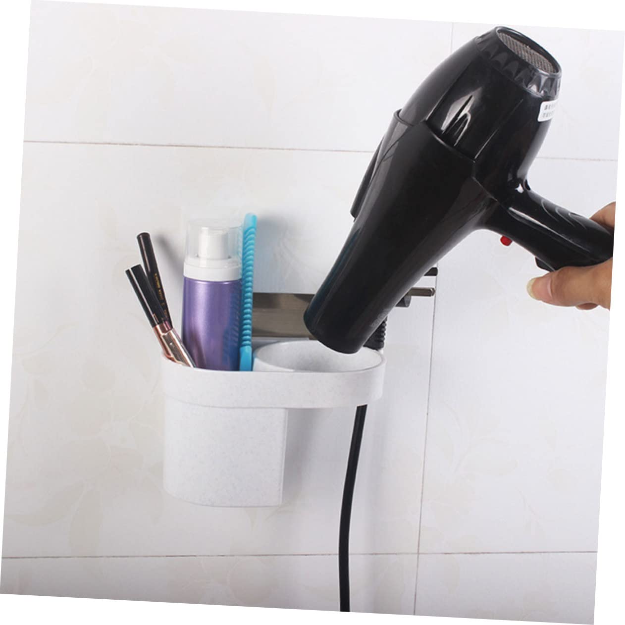 Alipis 3pezzi Supporto Per Asciugacapelli Adesivo Da Parete Organizer Per Phon Installazione Facile Perforazione Design Moderno Per Bagno e Camera Da Letto
