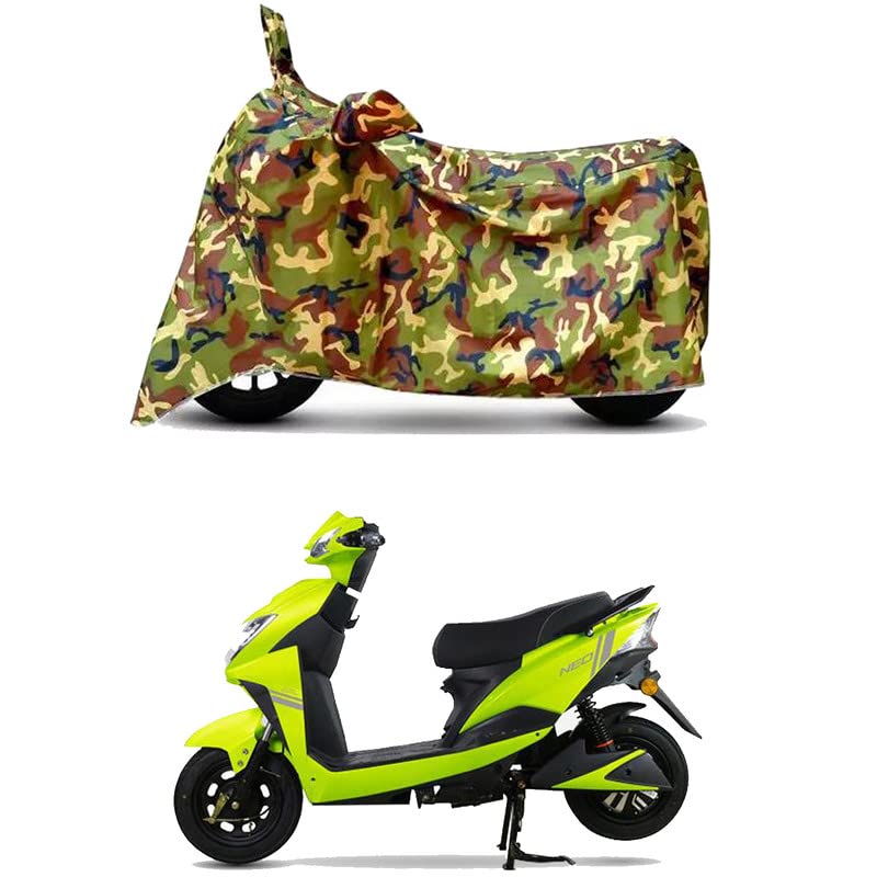 Image of Waterproof 100% PVC Coated Bike Scooty Two Wheeler Body Cover Compatible for Techo Electra Neo STD /UV-Rays /Heat Protection /Birds Dropping /Scratchproof /Dust Proof [6X6 Jungle Print]
