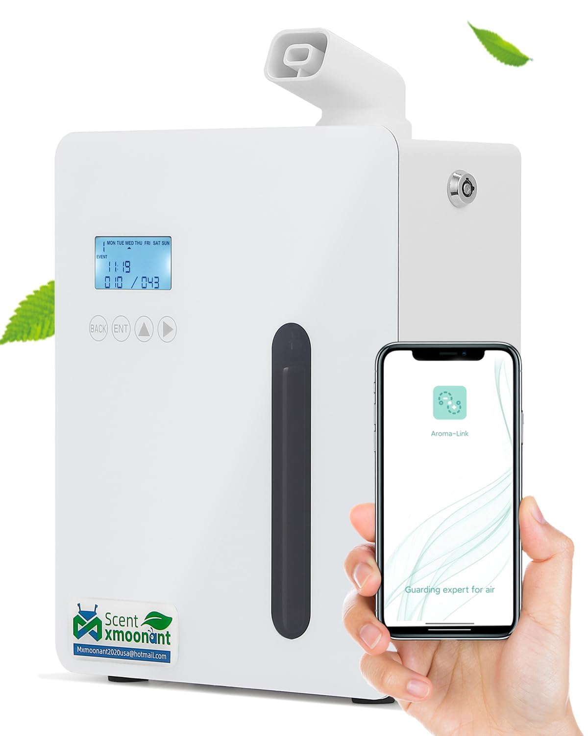 Mxmoonant Máquina de Fragancia sin Agua, 300ml | Control App/WiFi, compatible HVAC, montaje en pared, 300-500m³, para hogar/oficina/tienda/hotel