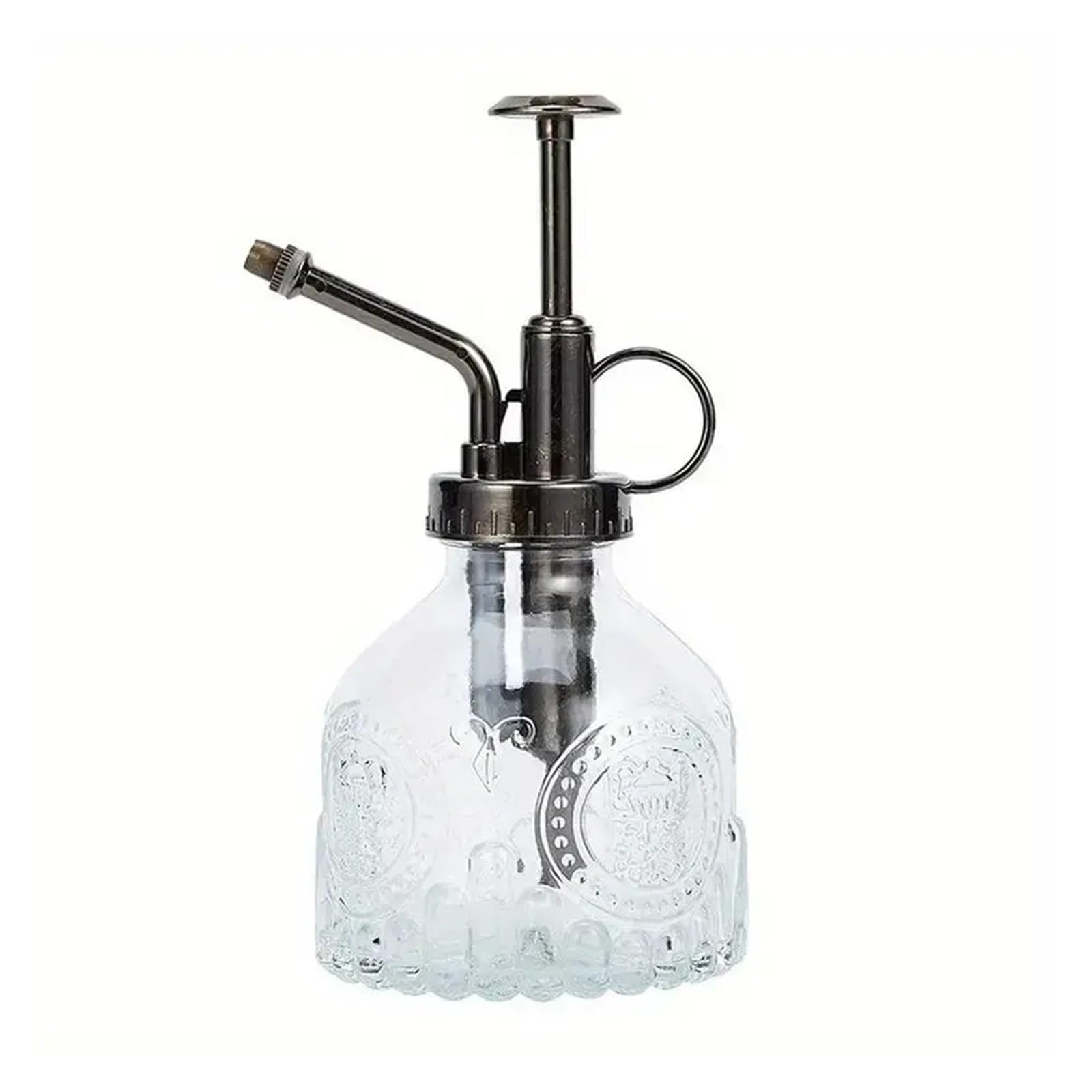 1pc Glass Watering Spray Bottle, Vintage Bronze Plastic Top Pump Can Spary Plant Mister, For House Plants For Plant