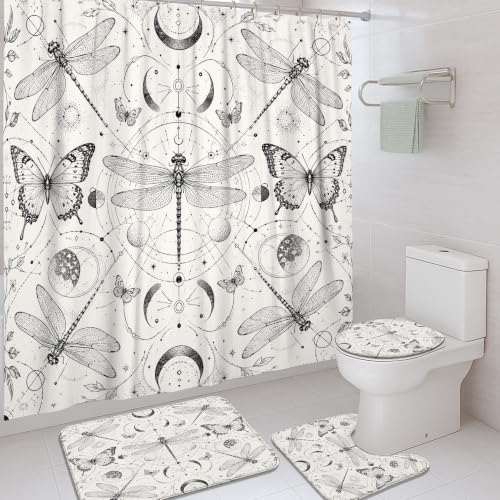 Rideaux de douche polyester imperméable 183x183 cm lune et tapis - 2