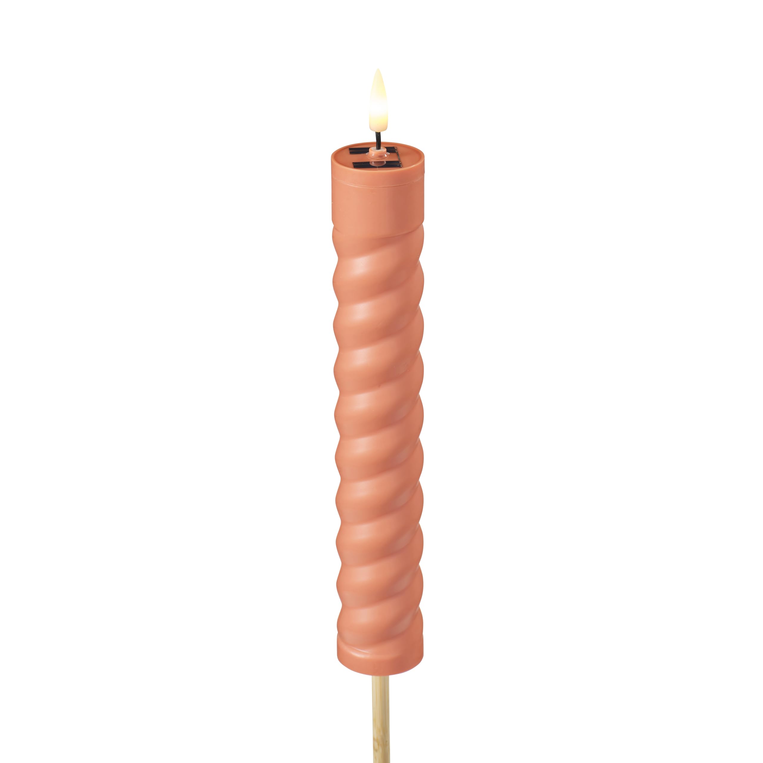 Lights4fun Set of 2 Orange Terracotta Solar Powered Waterproof TruGlow® LED Flameless Candle Garden Patio Tiki Torches with Realistic Warm White Flickering Flame - Image 4
