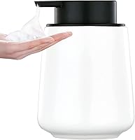 Vista 18 de Dispensador de Jabón de Manos de Espuma Blanco - Dispensador de Jabón Espumoso de Cerámica de 12 Oz con Bomba Negra Fácil de Presionar