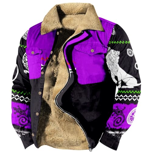 Veste Sherpa Aztèque Homme Manteau Chaud pour Activités Extérieures