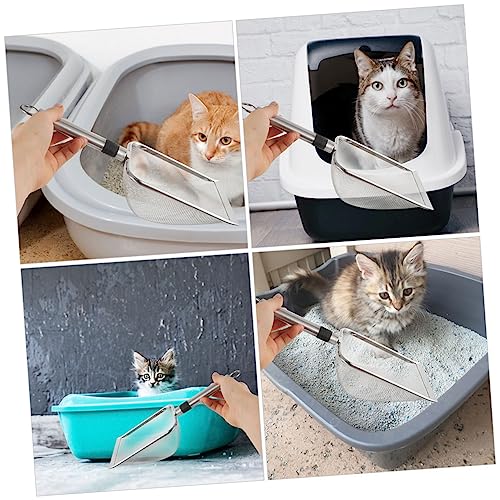 Hohopeti Colher De Areia Para Gatos De Aço Inoxidável Caixa De Areia Para Gatos Colher De Caixa De A