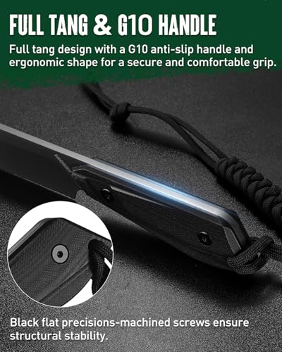 Image of Mossy Oak 7.5 Inch EDC Fixed Blade Knife with Kydex Sheath, 14C28N Full Tang Camping Knife with Emergency Rope, G10 Handle for Survival, Hunting, Camping, Hiking