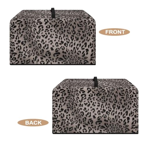 Image of Microwave Oven Cover Air Fryer Toaster Oven Dust Cover with Handle, Stain-Resistant Small Electric Appliance Protector for Kitchen Decor, L, Gray Leopard Print
