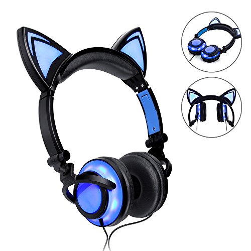 Kangxinsheng Kinder Kopfhörer,Katze Ohr Kopfhörer mit LED-licht,Faltbarer Wiederaufladbare Wired Headset für Mädchen… - Image 8