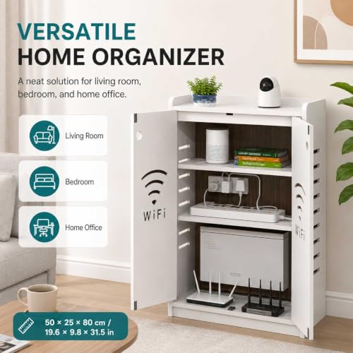 Meuble cache câbles avec multiprise pour en finir avec les fils emmêlés sous le bureau
